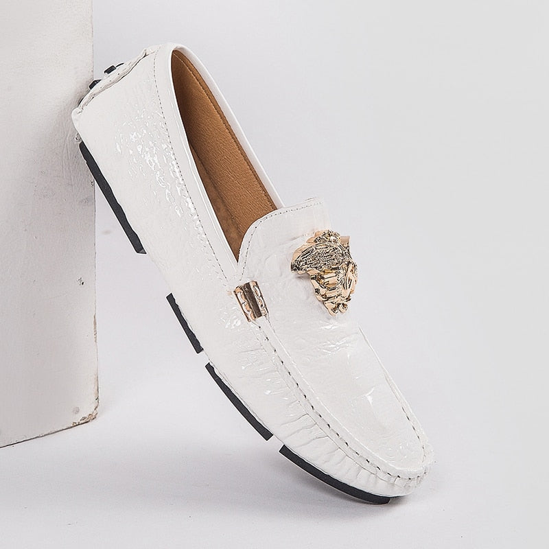 Brand Casual Shoes High Quality Men's Leather Shoes Snake Pea Shoes Spring Summer Leather Ladies Moccasin Loafers