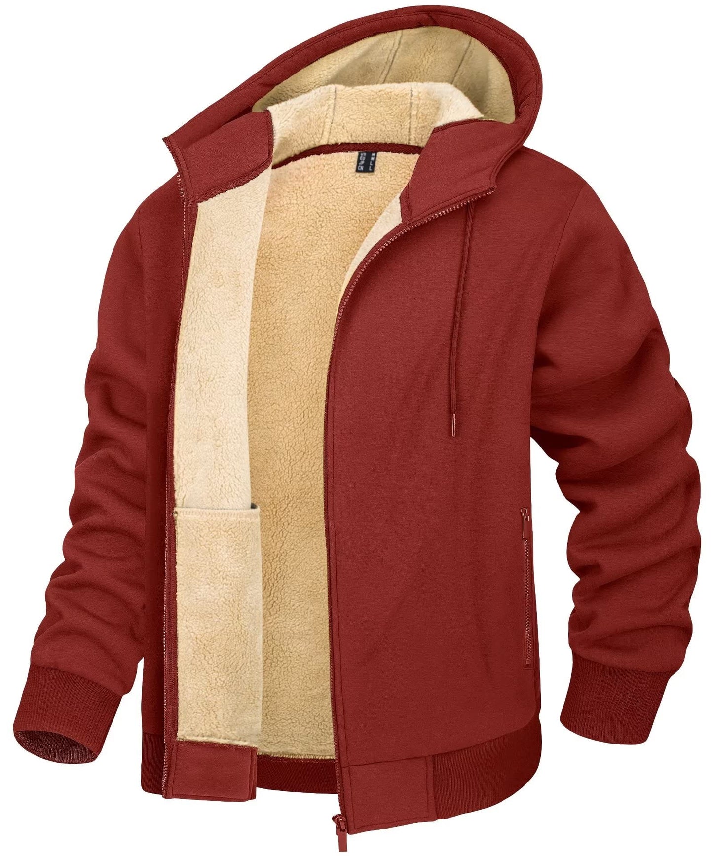 TACVASEN Fleece Lining Winter Hoodie Mens Sherpa Jackets Windproof Full Zip Warm Coats Climbing Hooded Casual Outwear Sportswear