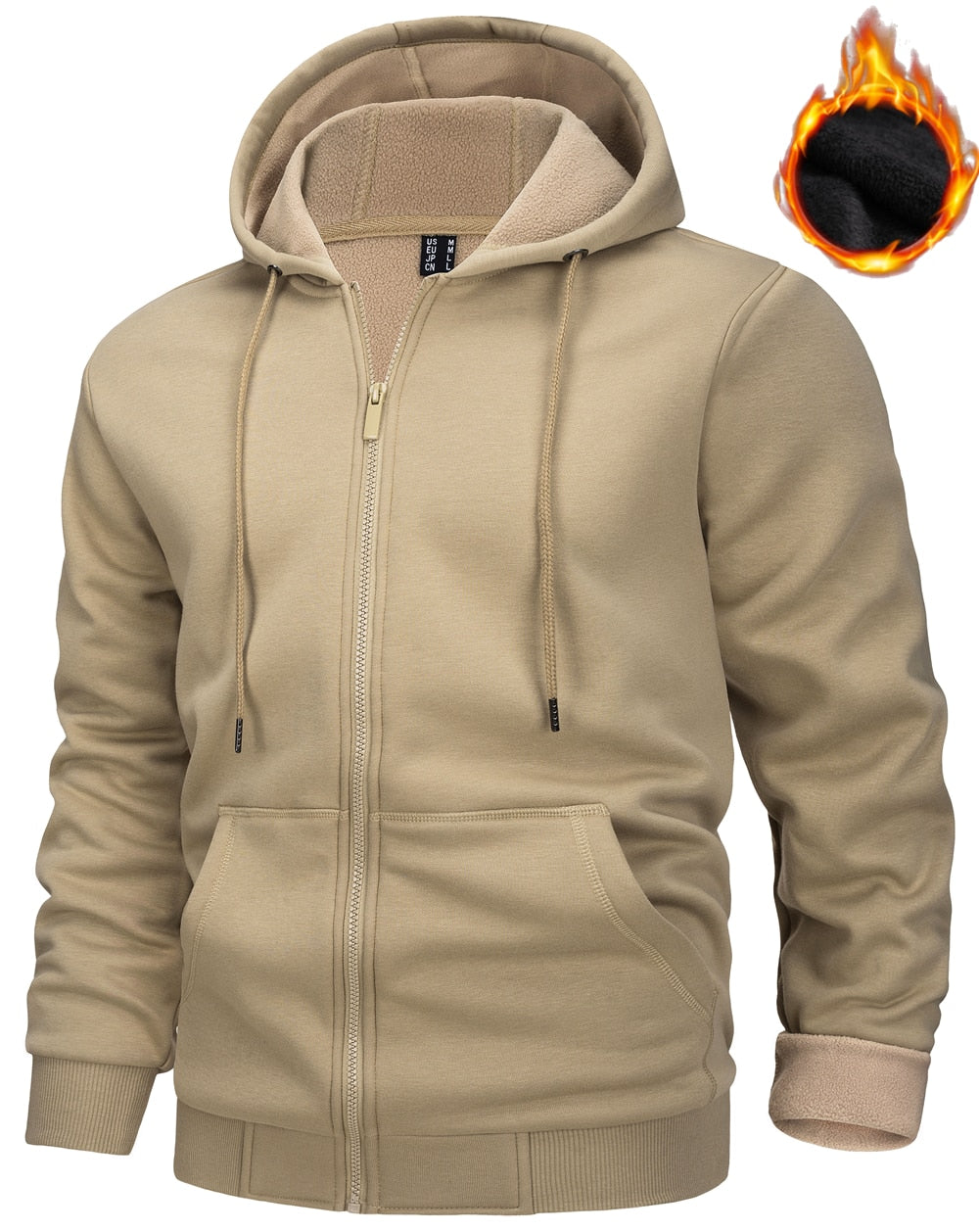 TACVASEN Big Pockets Fleece Lining Hoodies Mens Hooded Coats Full Zip Up Casual Hoodie Jackets Athlete Running Hiking Sportswear