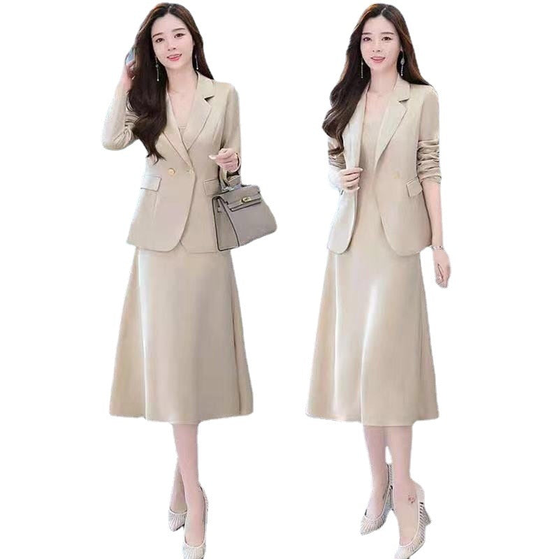 Women's Temperament Slim Office Suit Suspender Skirt Two-piece Set (3 Colors)