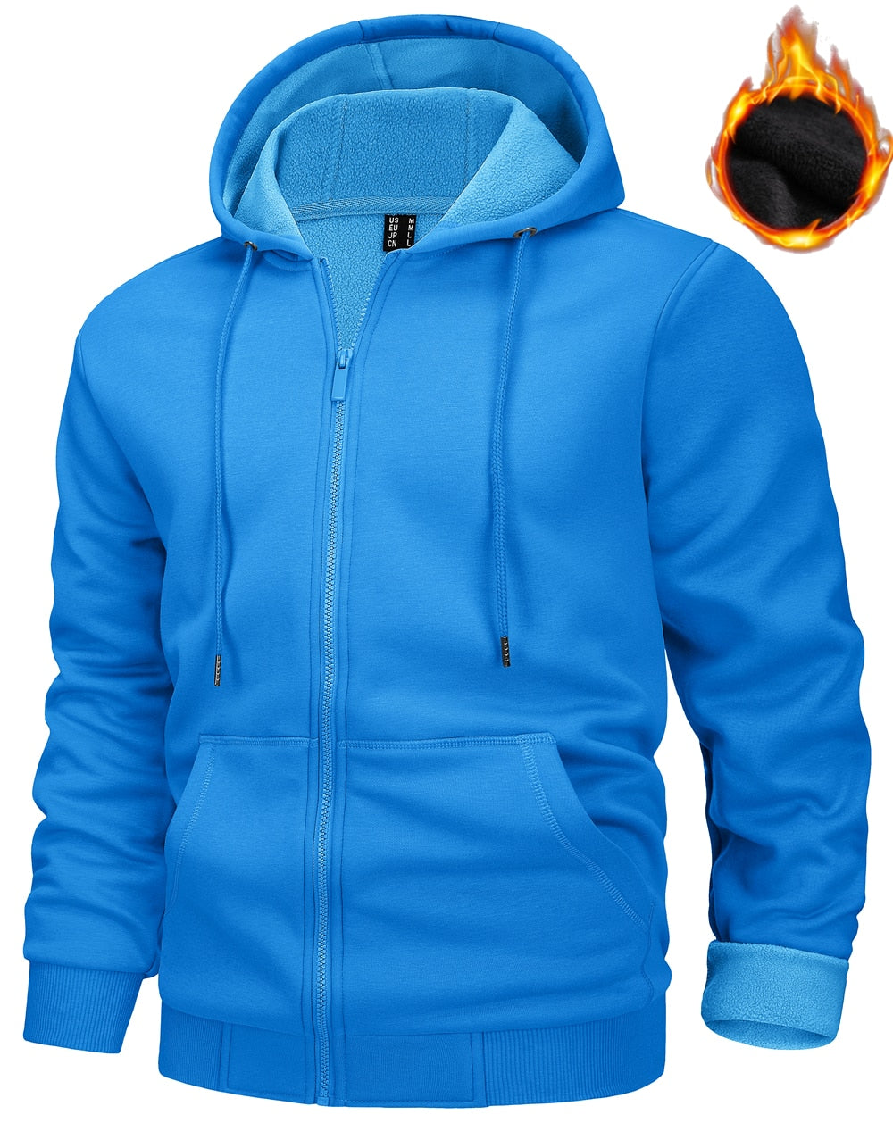 TACVASEN Big Pockets Fleece Lining Hoodies Mens Hooded Coats Full Zip Up Casual Hoodie Jackets Athlete Running Hiking Sportswear