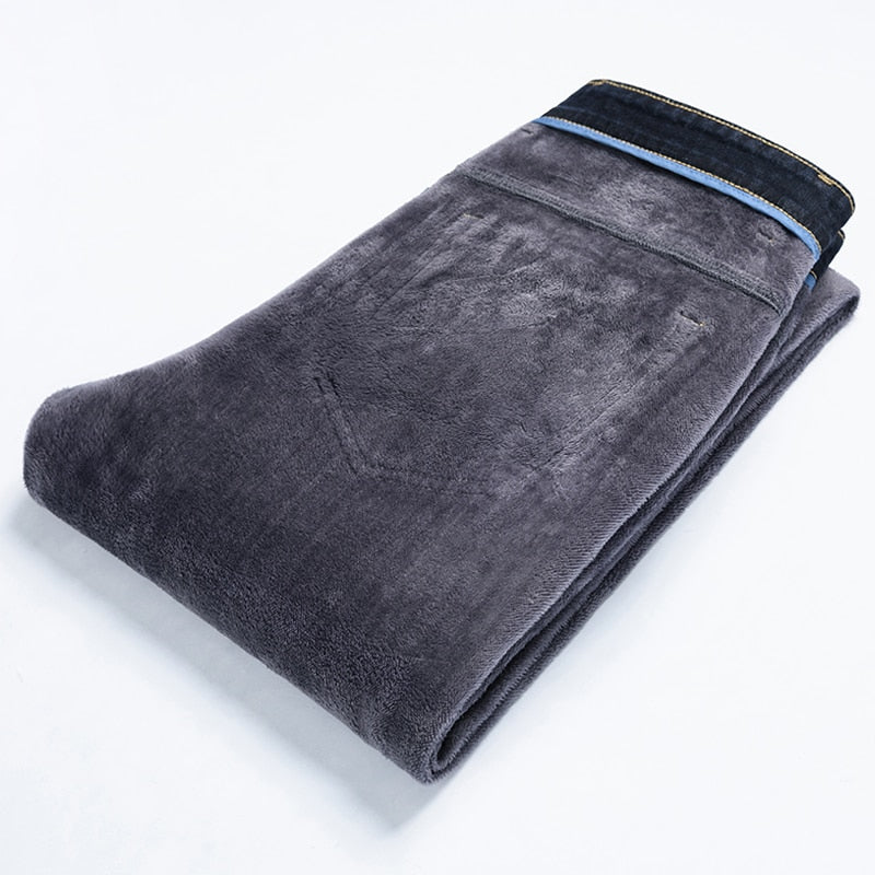 Men's Classic Style Business  Stretch Cotton With fleece Lining Jeans (2 Colors)