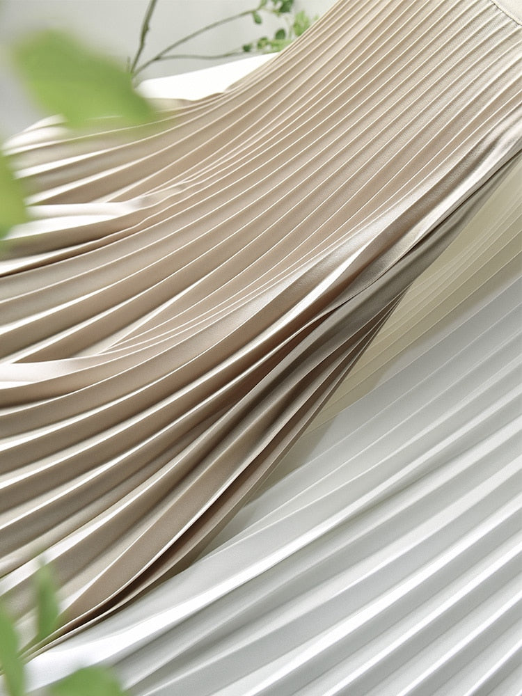 Women's Elegant Chic Solid Pleated High Waist Luxury Fashion With Elastic Skirt (10 Colors)