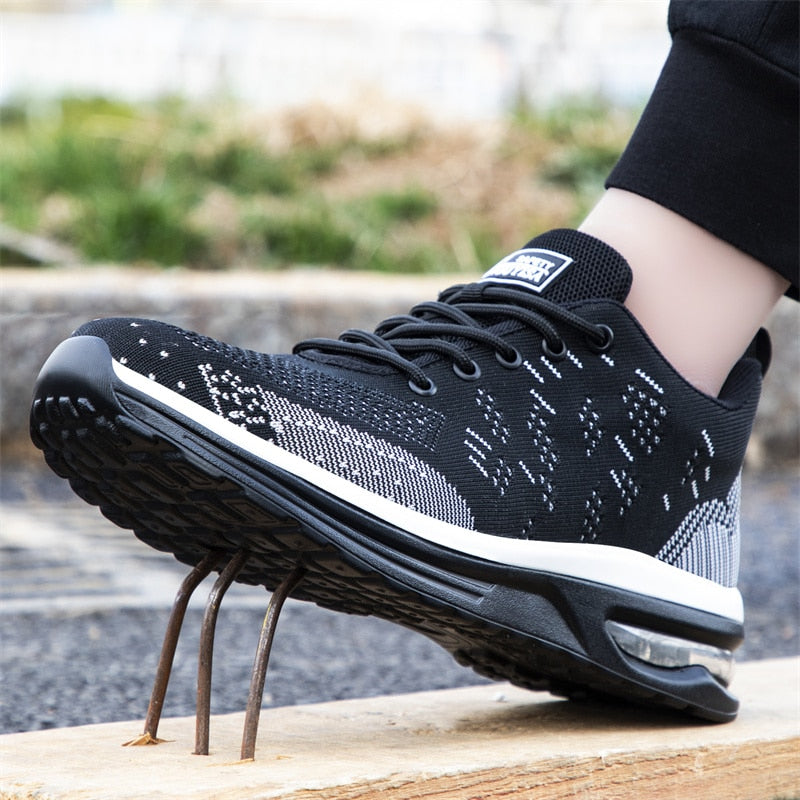 Breathable Men Work Safety Shoes Steel Toe Cap Air Cushion Working Boots Construction Indestructible Work Sneakers Men Shoes