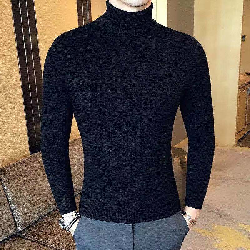 Korean Fashion Autumn Men Casual Vintage Style Sweater Wool Turtleneck Oversize 2024 Winter Men Warm Cotton Pullovers Sweaters