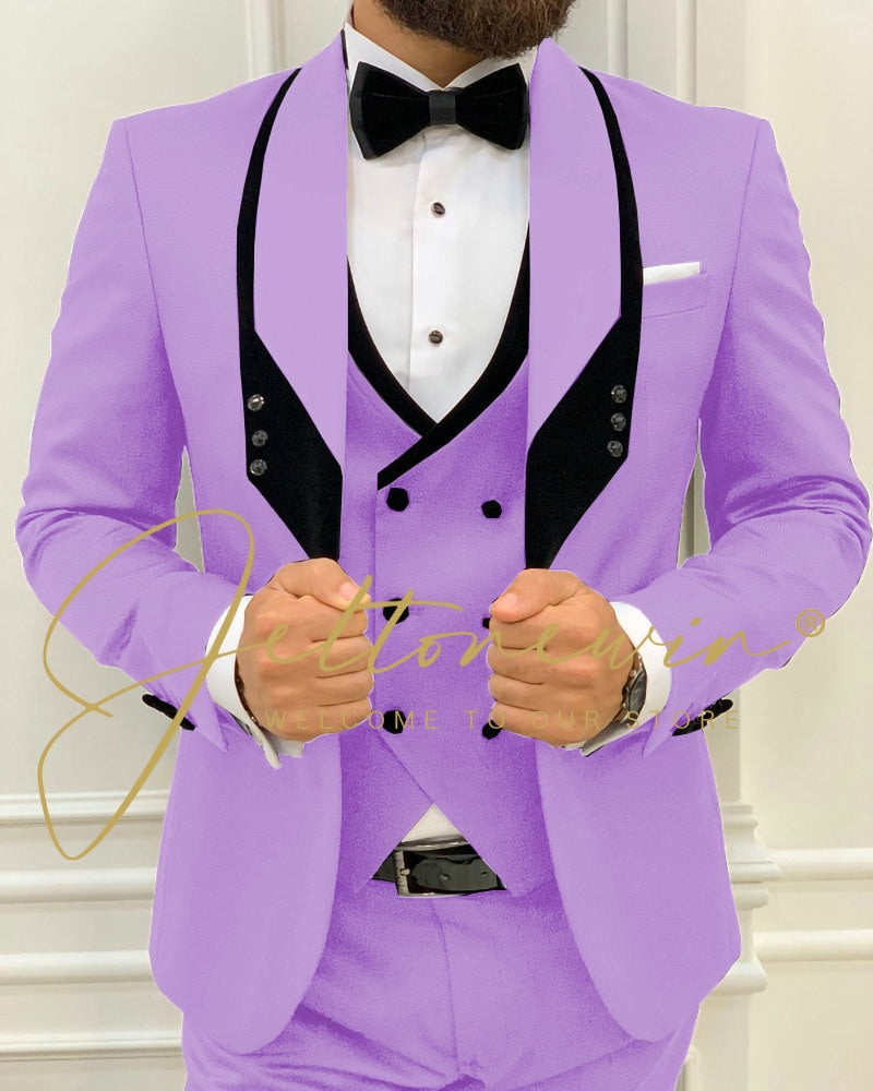 Men's Fashion Wedding Slim Fit 3 Piece Groom Tuxedo Suit - Collection 2 (8 colors)