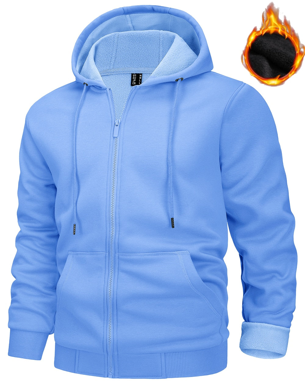 TACVASEN Big Pockets Fleece Lining Hoodies Mens Hooded Coats Full Zip Up Casual Hoodie Jackets Athlete Running Hiking Sportswear