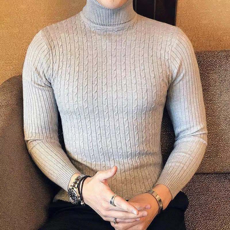 Korean Fashion Autumn Men Casual Vintage Style Sweater Wool Turtleneck Oversize 2024 Winter Men Warm Cotton Pullovers Sweaters