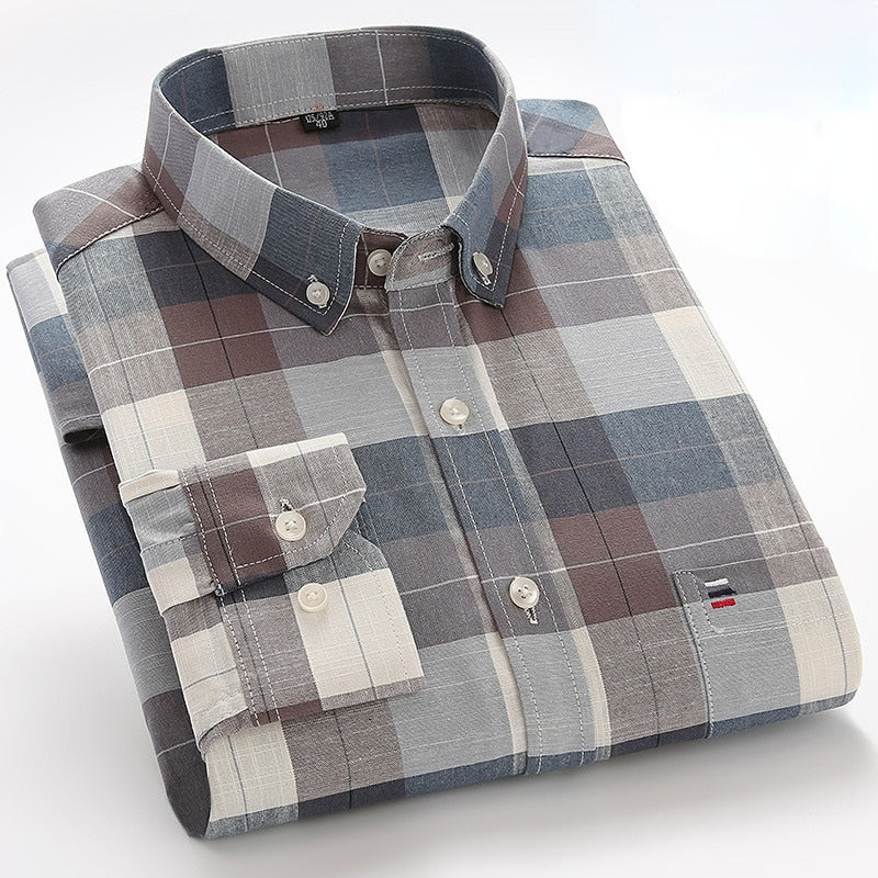 Men's 100% Pure Cotton Button Up Casual Slim Fit Long Sleeve Shirt  - Collection 3 (8 Styles)