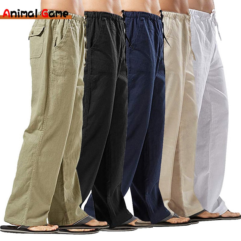 Men's Linen Korean Streetwear Yoga Casual Sweatpants (10 Colors)