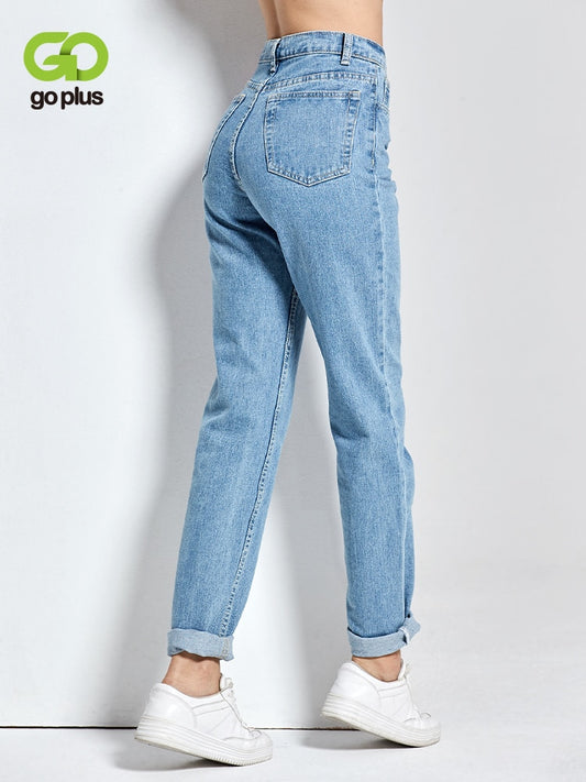 Women's High Waist Full Length Boyfriends Denim (3 Colors)