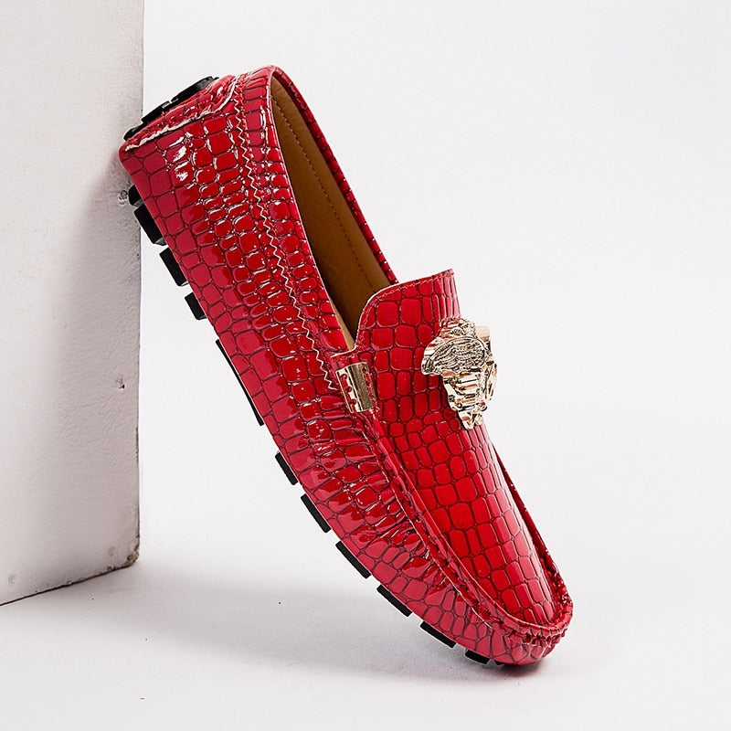 Brand Casual Shoes High Quality Men's Leather Shoes Snake Pea Shoes Spring Summer Leather Ladies Moccasin Loafers