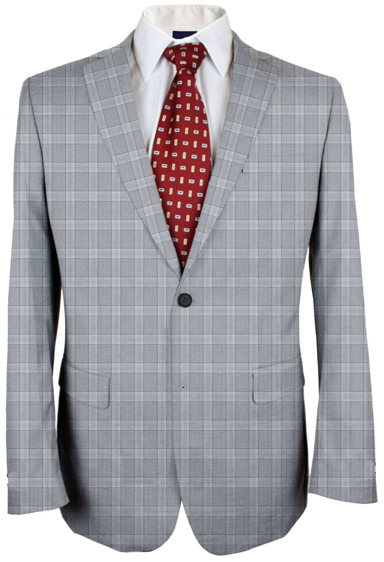 Aluminium Grey Glencheck Made To Measure Jacket - VBC0021_MTM_SJ