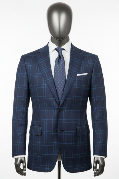 Blue Windowpane Made To Measure Jacket - VBC0573_MTM_SJ