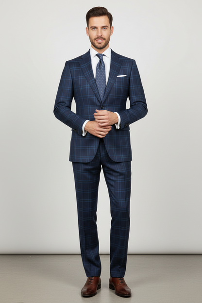 Blue Windowpane Made To Measure Jacket - VBC0573_MTM_SJ