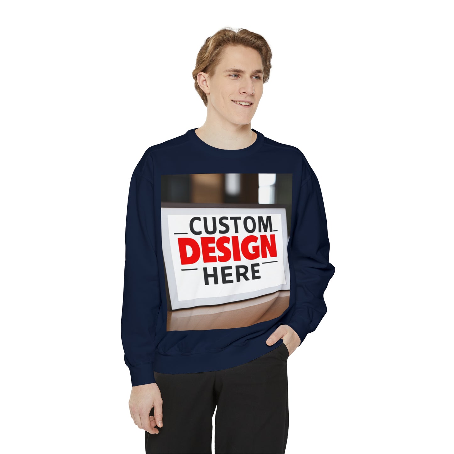 NAAMS Unisex Classic Fit Design Your Own Crewneck Garment-Dyed Sweatshirt  -  9.5 oz 80% Cotton