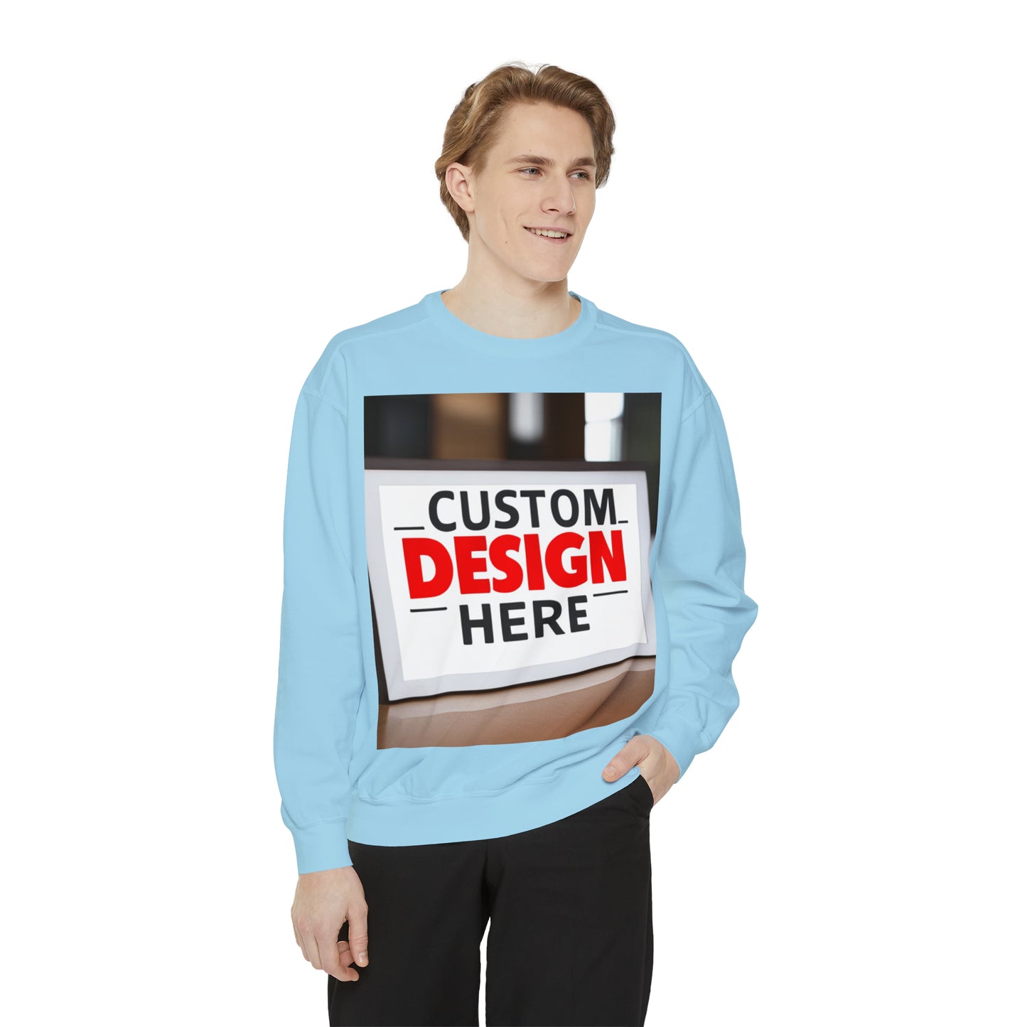 NAAMS Unisex Classic Fit Design Your Own Crewneck Garment-Dyed Sweatshirt  -  9.5 oz 80% Cotton