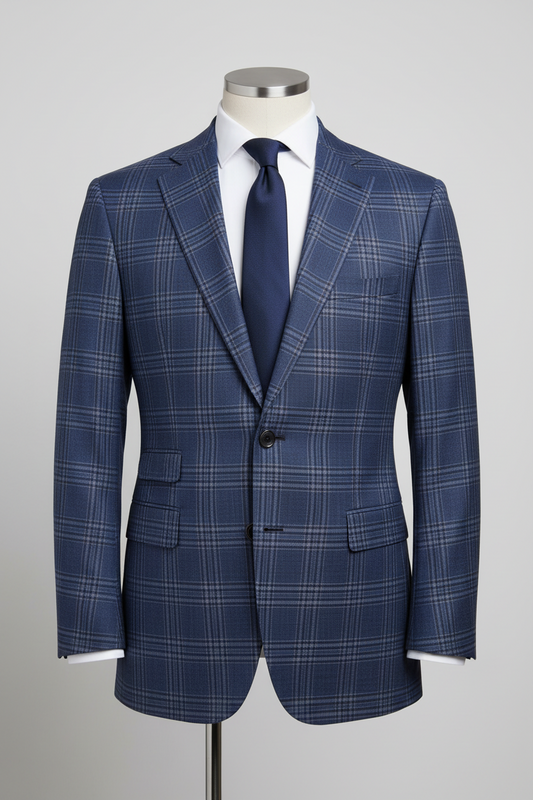 Biscay Blue Plaid Made To Measure Jacket - VBC0538_MTM_SJ
