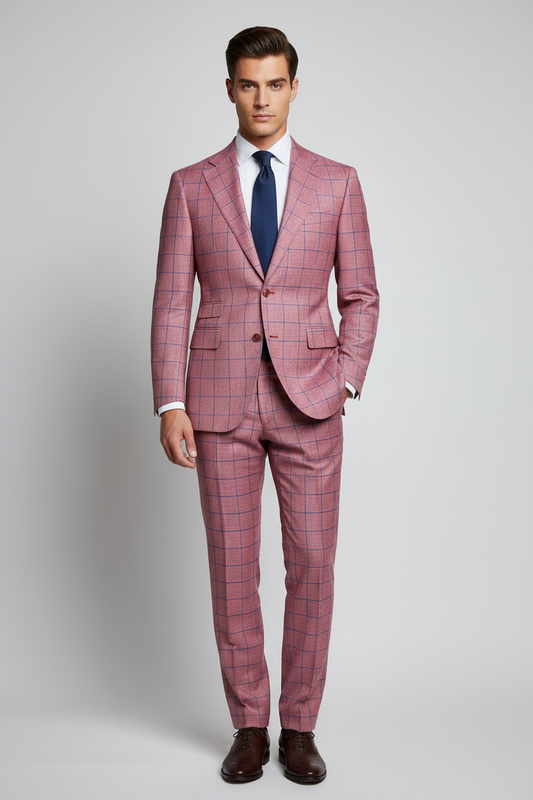 Cranberry Red Windowpane Made To Measure Jacket - VBC0080_MTM_SJ