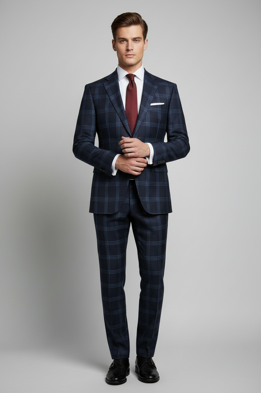 Blue Zodiac Plaid Made To Measure Jacket - VBC0082_MTM_SJ