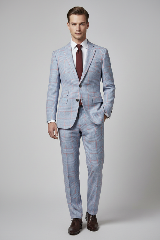 Rock Blue Glencheck Made To Measure Jacket - VBC0523_MTM_SJ