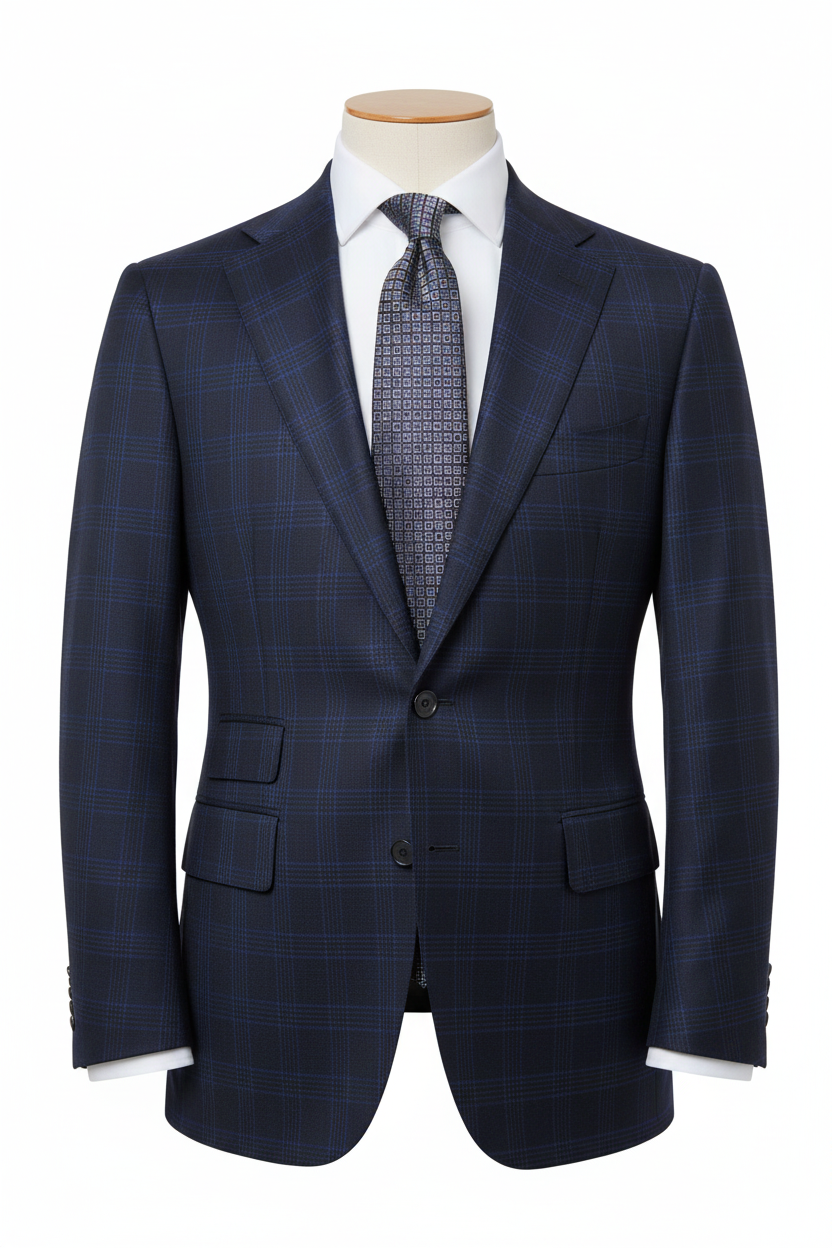 Navy Plaid Made To Measure Jacket - VBC0576_MTM_SJ