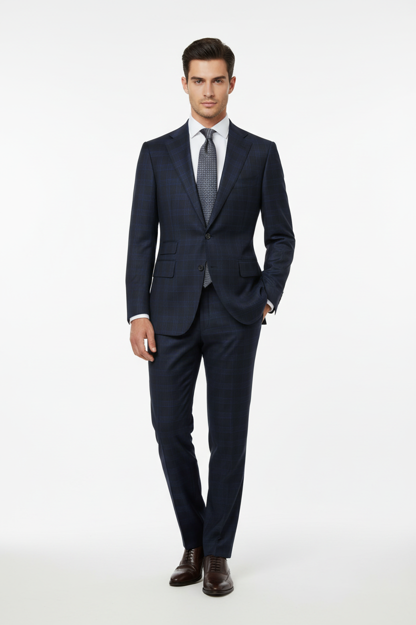 Navy Plaid Made To Measure Jacket - VBC0576_MTM_SJ