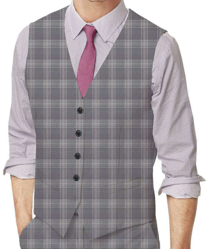 Aluminium Grey Plaid Made To Measure Vest - VBC0092_MTM_SV