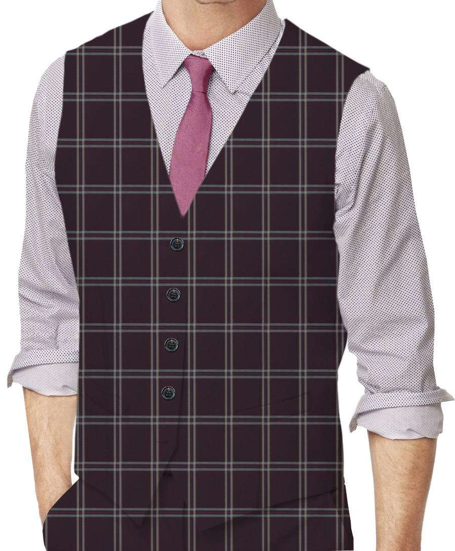 Barossa Violet Windowpane Made To Measure Vest - VBC0102_MTM_SV