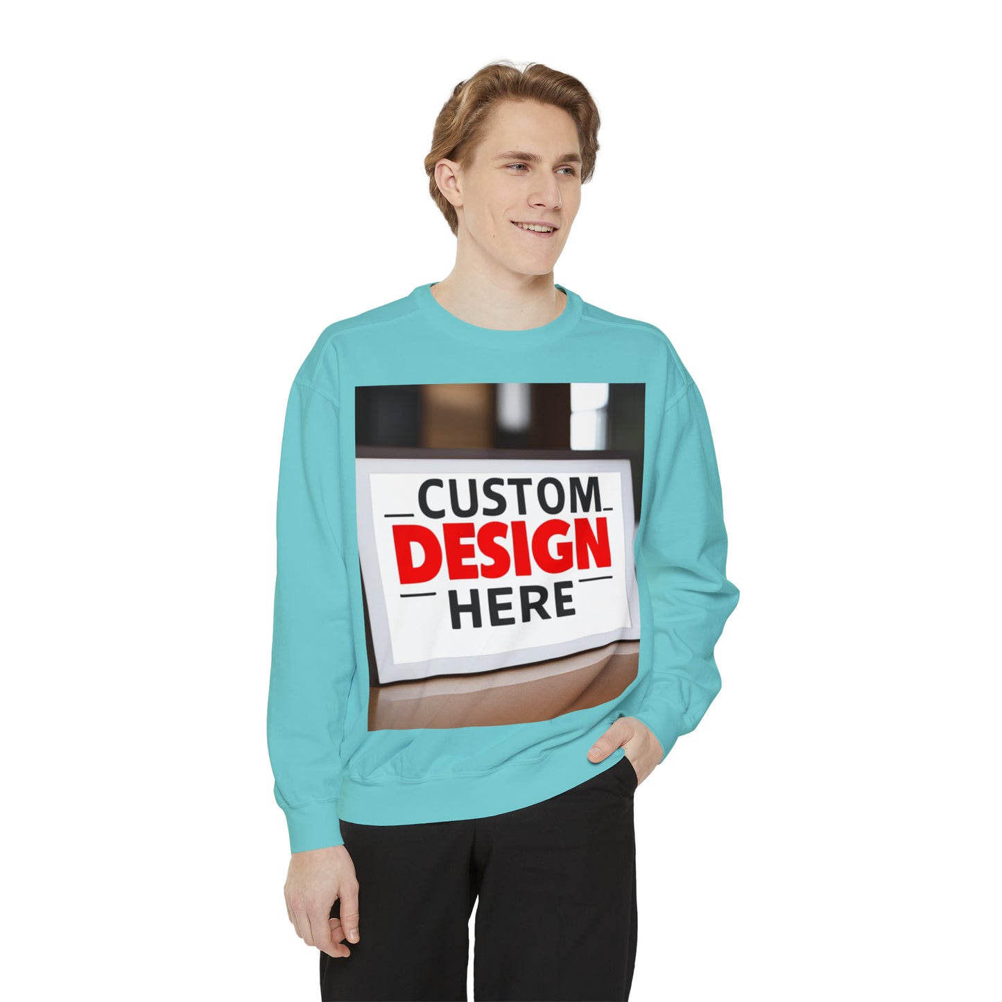 NAAMS Unisex Classic Fit Design Your Own Crewneck Garment-Dyed Sweatshirt  -  9.5 oz 80% Cotton