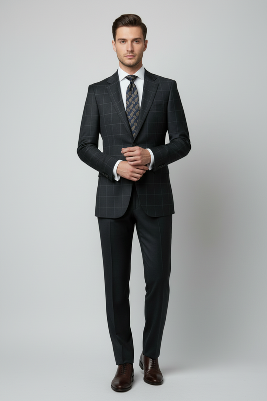 Payne's Grey Windowpane Made To Measure Jacket - VBC0484_MTM_SJ