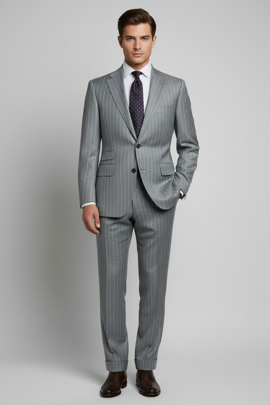 Grey Chalk Stripes Made To Measure Jacket - VBC0487_MTM_SJ