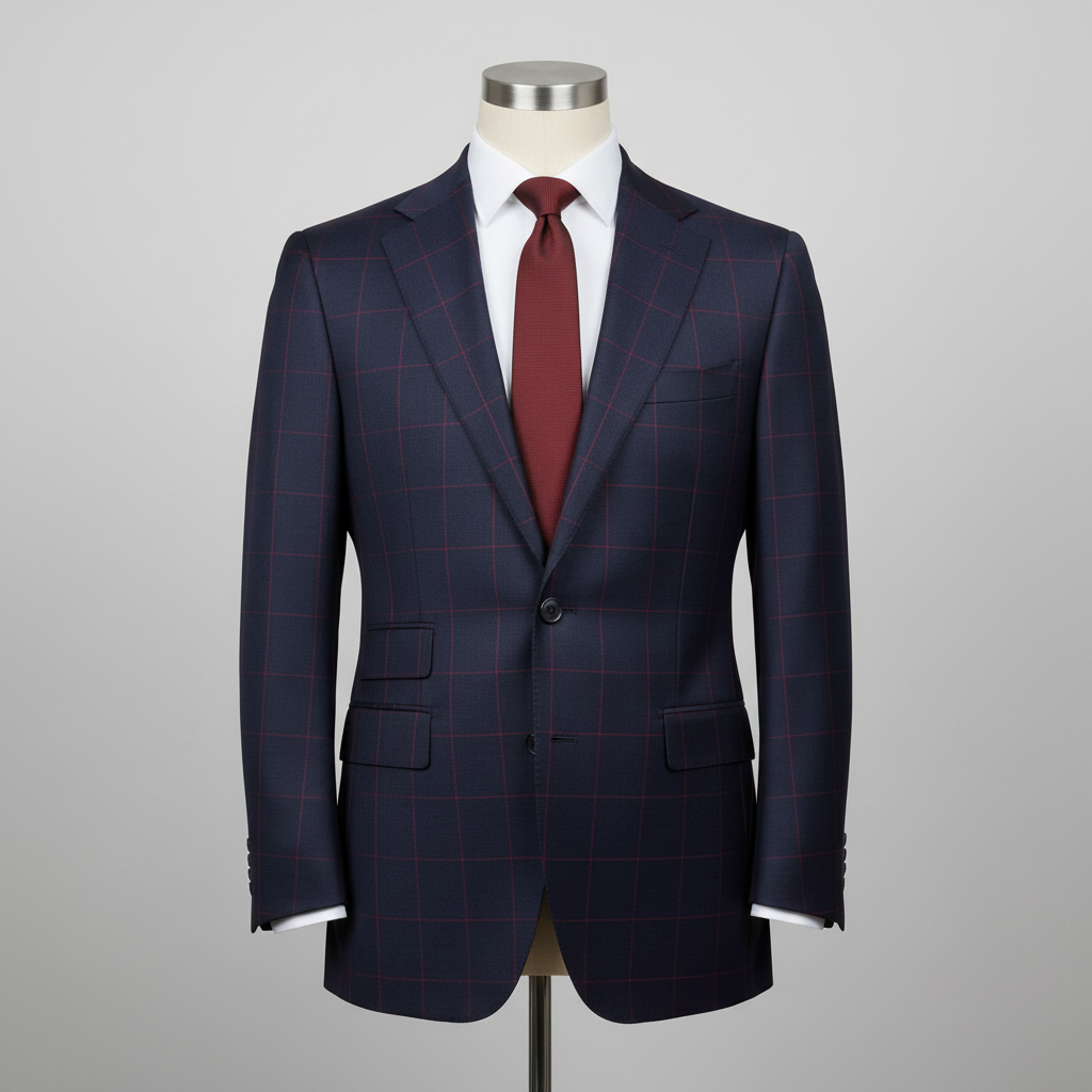 Navy Windowpane Made To Measure Jacket - VBC0585_MTM_SJ