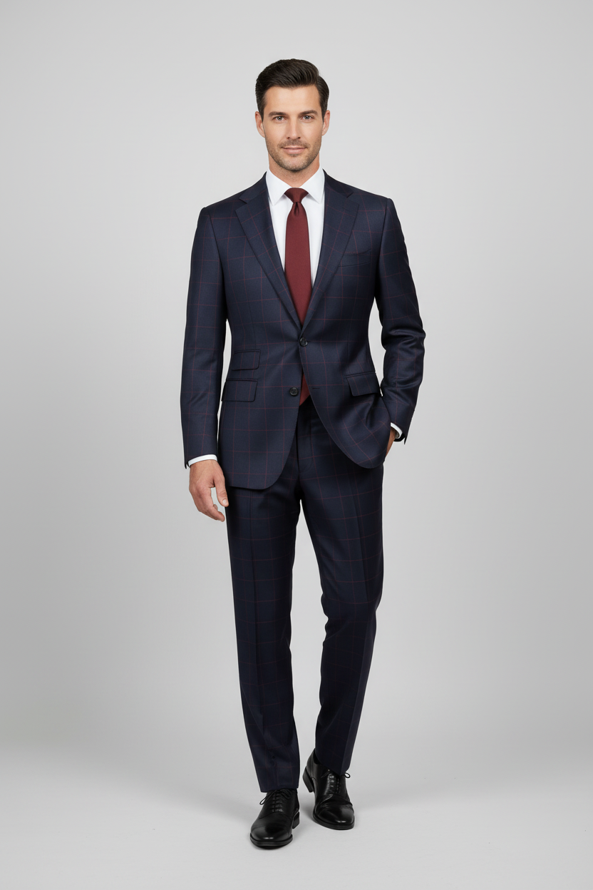 Navy Windowpane Made To Measure Jacket - VBC0585_MTM_SJ