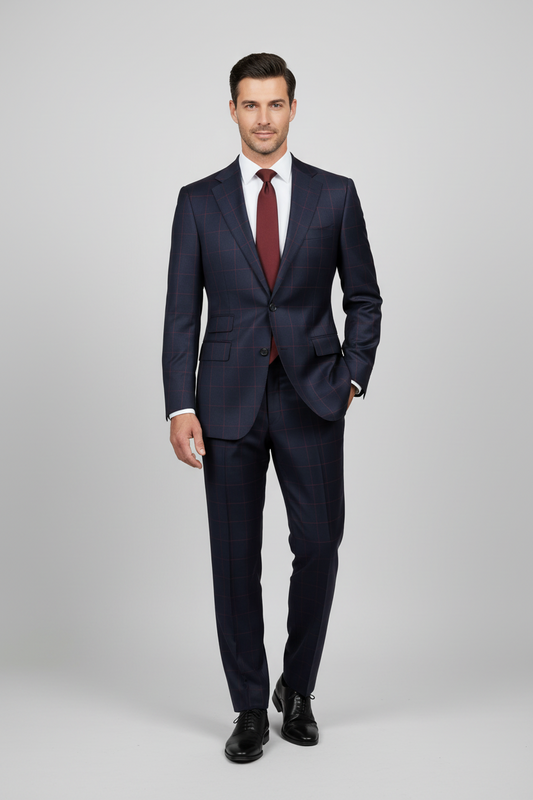 Navy Windowpane Made To Measure Jacket - VBC0585_MTM_SJ