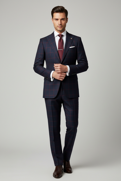 Navy Windowpane Made To Measure Jacket - VBC0586_MTM_SJ