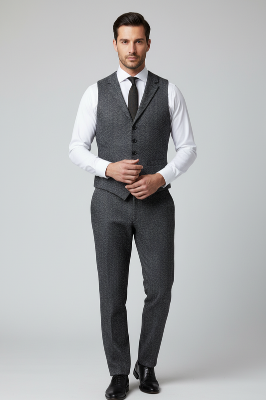 Herringbone Made To Measure Vest  - ET0375_MTM_SV