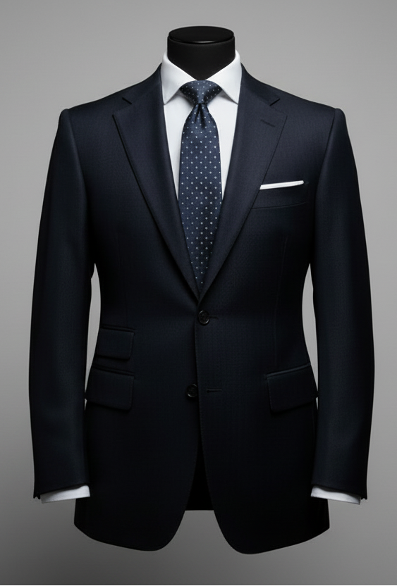 Black Herringbone Made To Measure Jacket - VBC0588_MTM_SJ