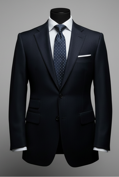 Black Herringbone Made To Measure Jacket - VBC0588_MTM_SJ