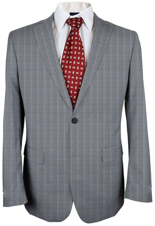 Aluminium Grey Windowpane Made To Measure Jacket - VBC0350_MTM_SJ