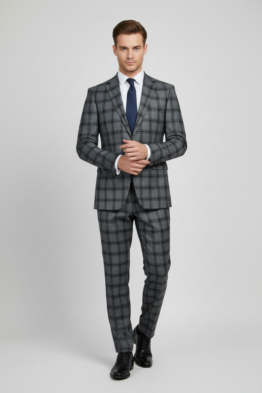 Mid Grey Plaid Made To Measure Jacket - VBC0357_MTM_SJ