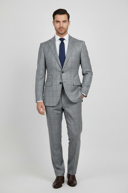 Aluminium Grey Windowpane Made To Measure Jacket - VBC0360_MTM_SJ