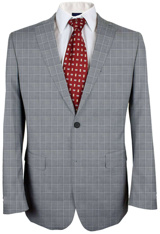 Aluminium Grey Windowpane Made To Measure Jacket - VBC0364_MTM_SJ