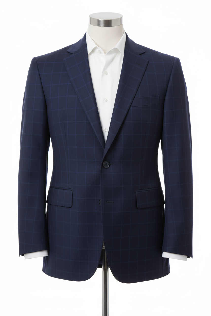 Navy Windowpane Made To Measure Jacket - VBC0610_MTM_SJ