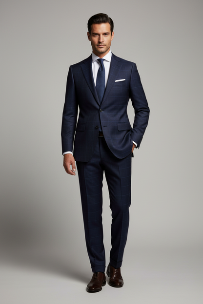 Navy Windowpane Made To Measure Jacket - VBC0610_MTM_SJ