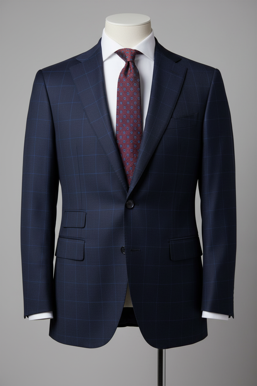 Navy Windowpane Made To Measure Jacket - VBC0611_MTM_SJ