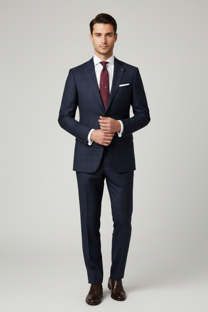 Navy Windowpane Made To Measure Jacket - VBC0611_MTM_SJ