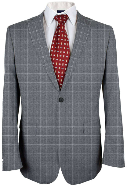 Aluminium Grey Nailhead Windowpane Made To Measure Jacket - VBC0442_MTM_SJ