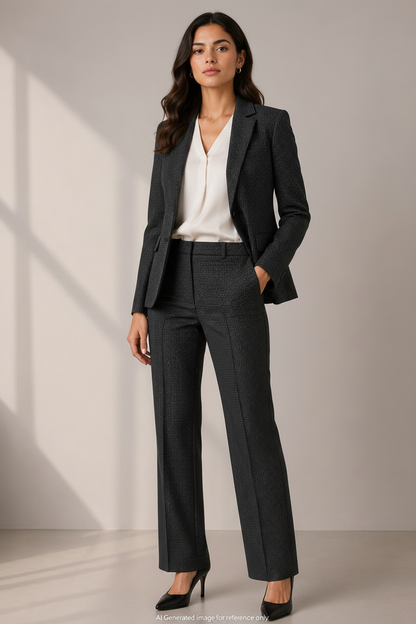 Grey Micro Houndstooth Super 110's Wool – 340g | Bespoke Women's Suit & Separates