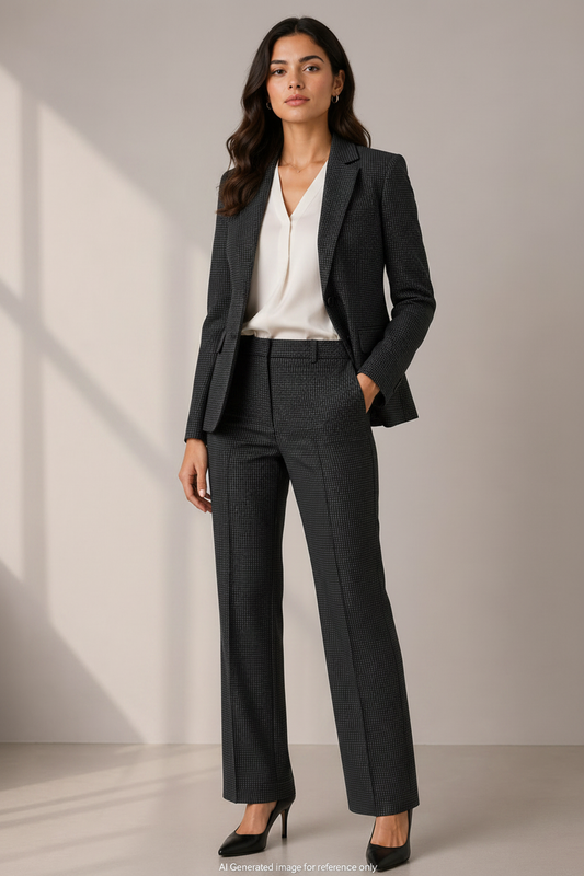 Grey Micro Houndstooth Super 110's Wool – 340g | Bespoke Women's Suit & Separates
